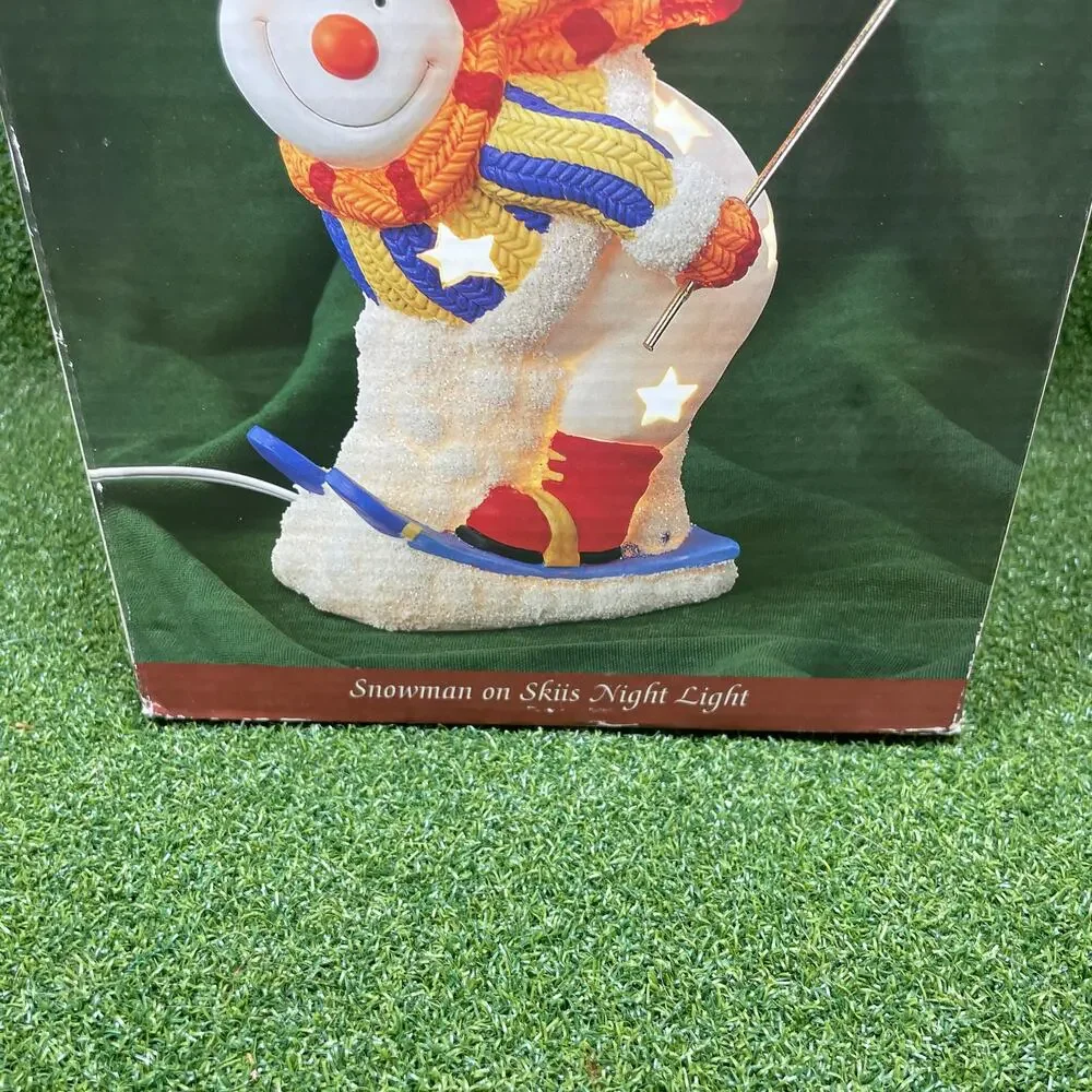Vintage International Bazaar Snowman on Skis Ceramic Night Light Tested